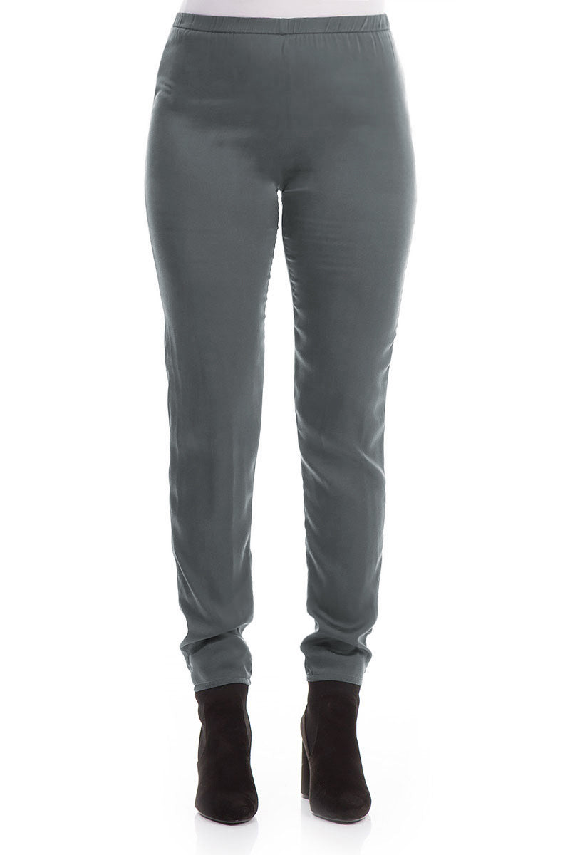 Stylish Forest Grey Silk Leggings