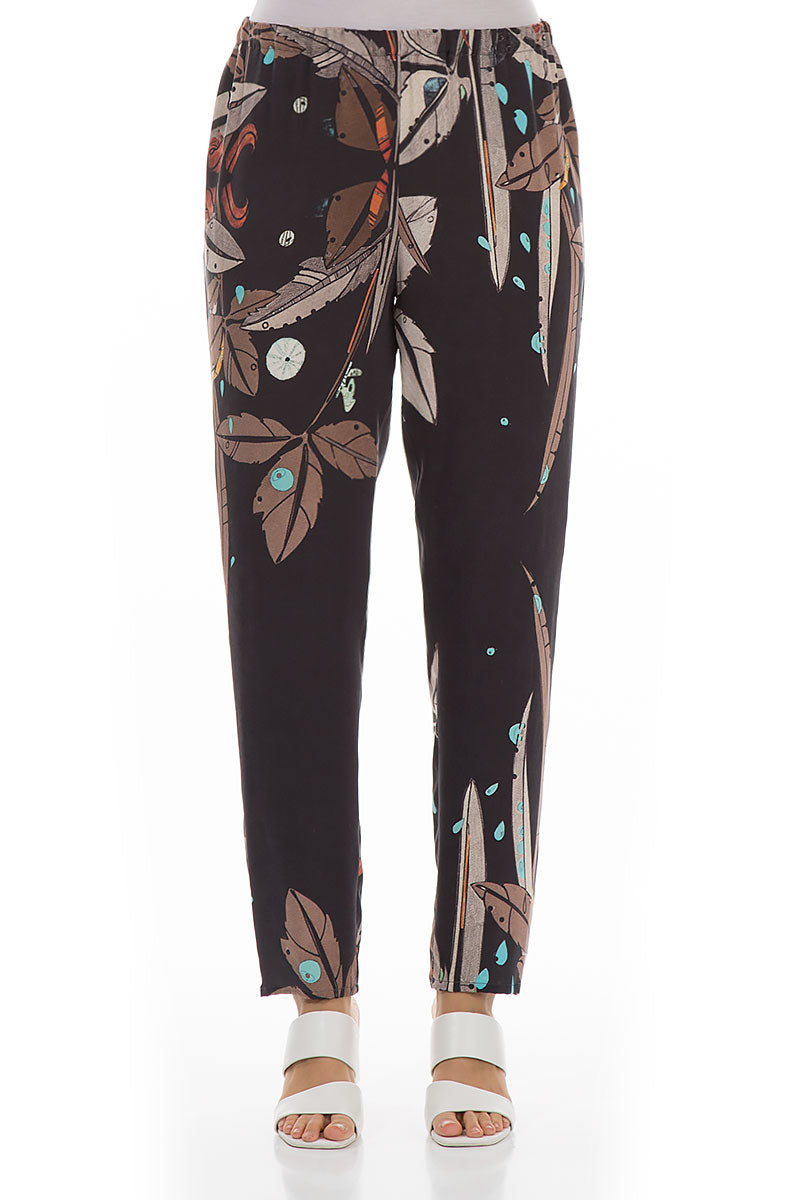 Stylish Leaves Silk Leggings 1