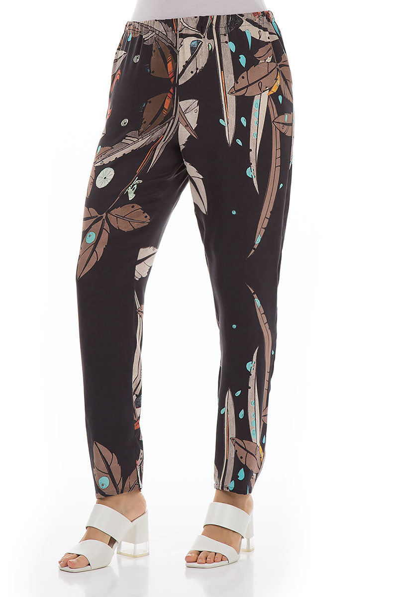 Stylish Leaves Silk Leggings 3
