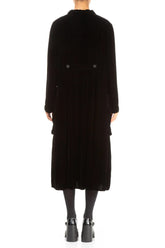 Stylish Long Black Silk Velvet Jacket 2