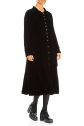 Stylish Long Black Silk Velvet Jacket 3