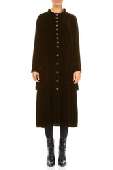 Stylish Long Forest Mist Silk Velvet Jacket 1