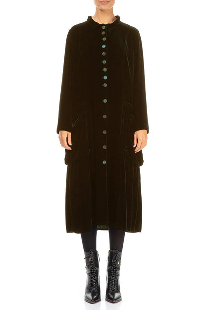 Stylish Long Forest Mist Silk Velvet Jacket 1