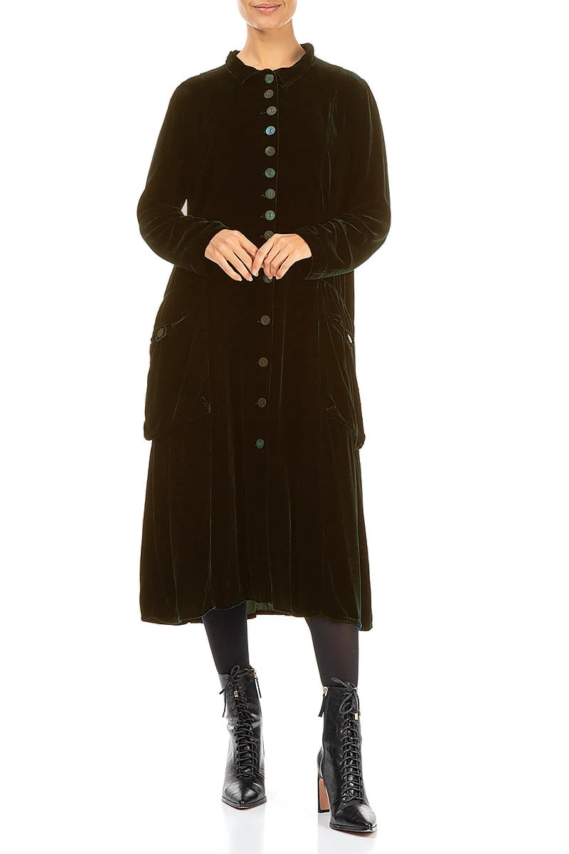 Stylish Long Forest Mist Silk Velvet Jacket 3