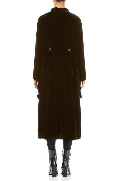 Stylish Long Forest Mist Silk Velvet Jacket 2