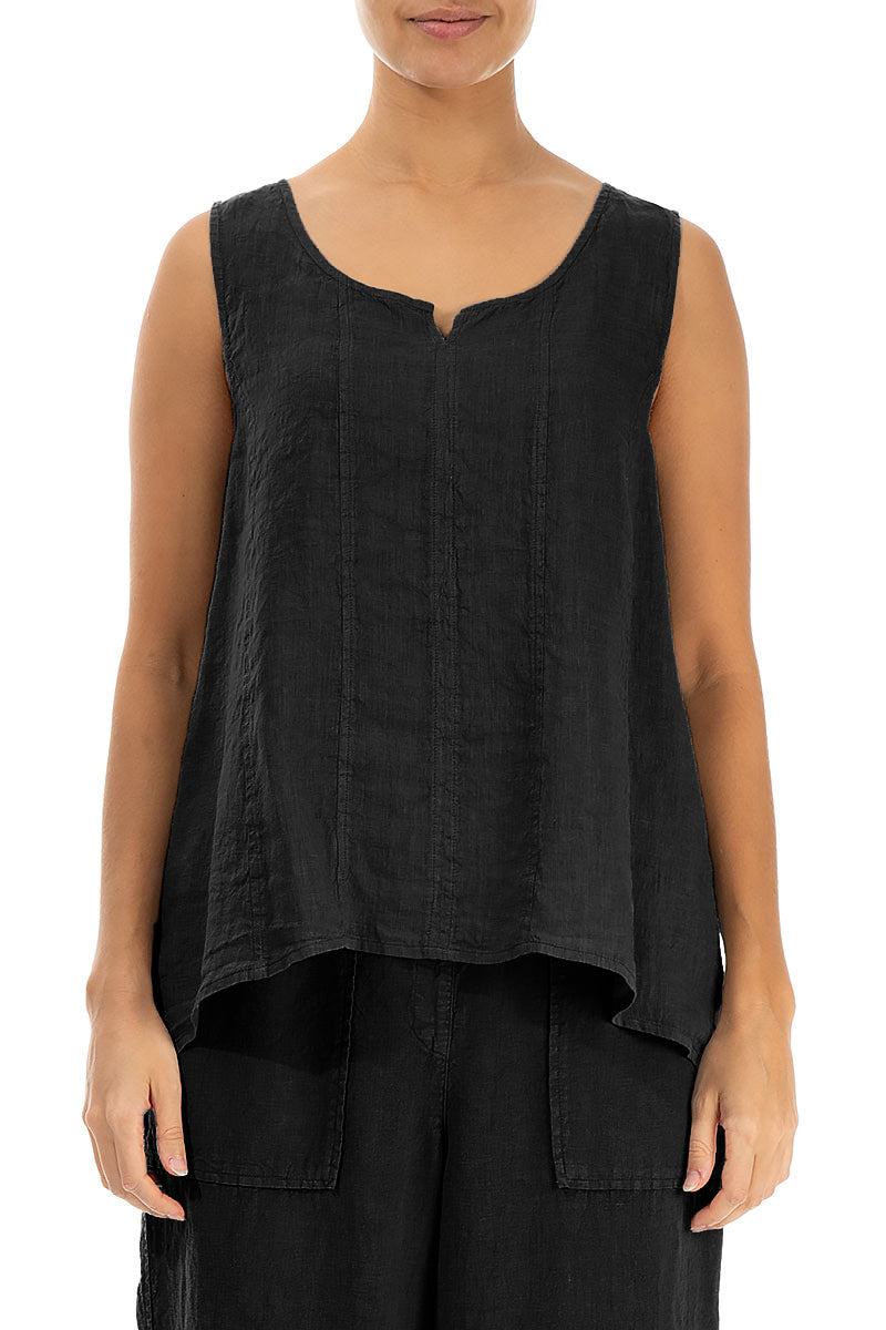 Sweetheart Neck Black Linen Top 1