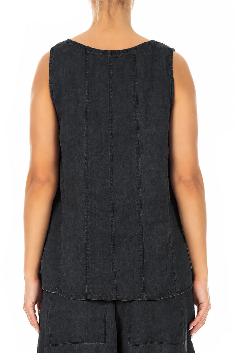 Sweetheart Neck Black Linen Top 2