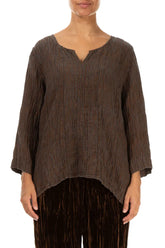 Sweetheart Neck Crinkled Aged Copper Silk Blouse 1