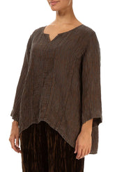 Sweetheart Neck Crinkled Aged Copper Silk Blouse 3