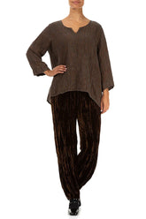 Sweetheart Neck Crinkled Aged Copper Silk Blouse 4