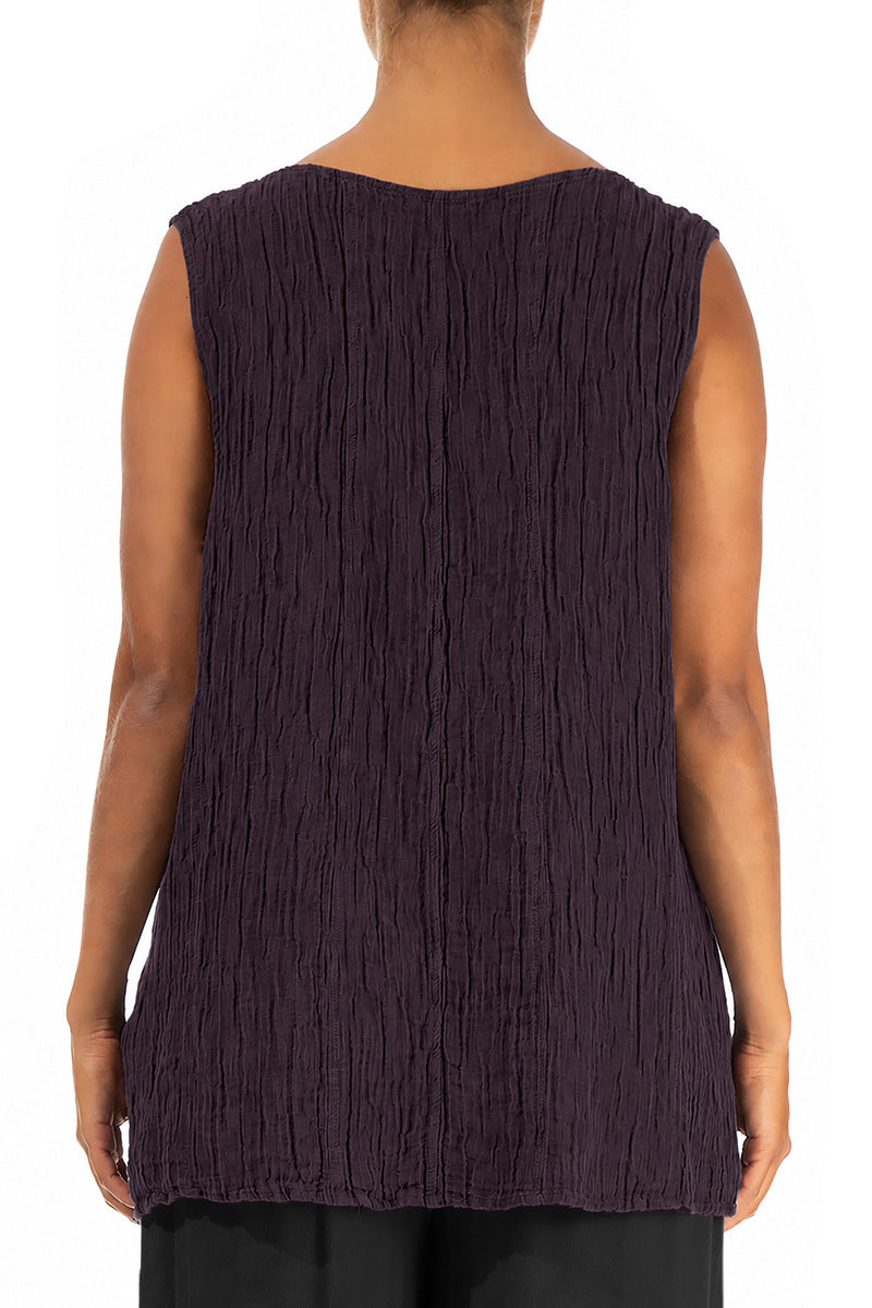 Blouse Froissé prune profond en Soie à décolleté cœur