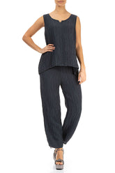 Sweetheart Neck Crinkled Graphite Silk Top 4