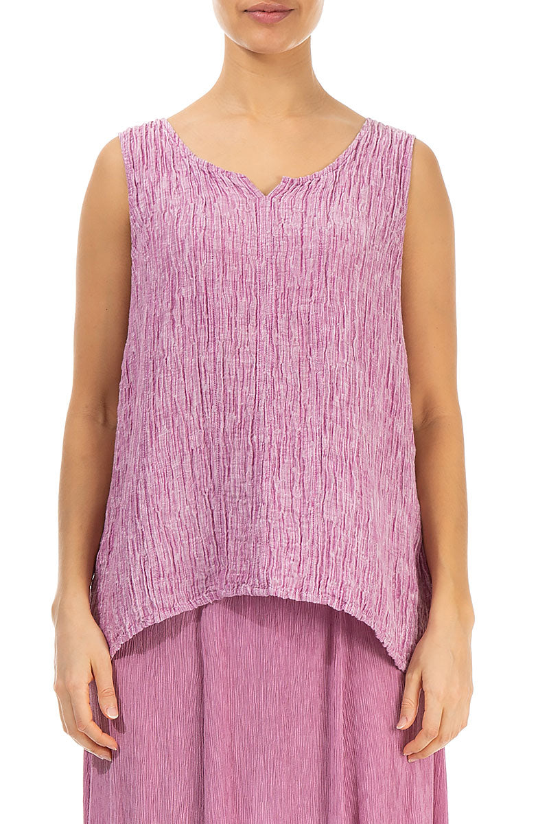 Sweetheart Neck Crinkled Wild Berry Silk Top