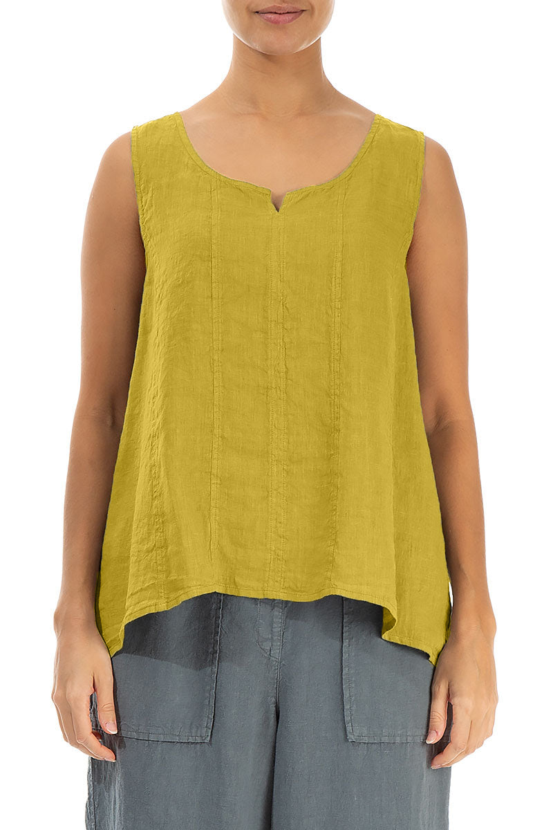 Sweetheart Neck Cyber Lime Linen Top