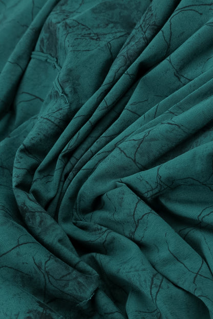 Long Sleeves V-Neck Peacock Marble Cotton Dress 5