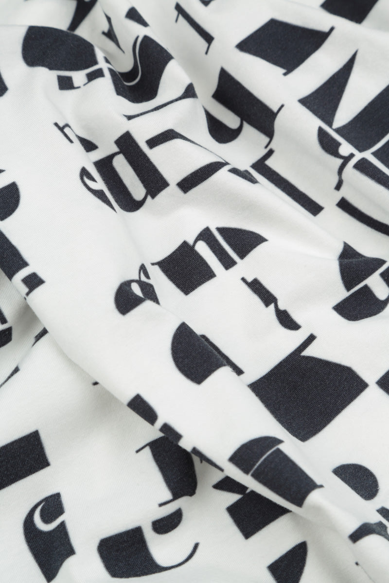 Flared White &amp; Black Letters Cotton Tunic 5