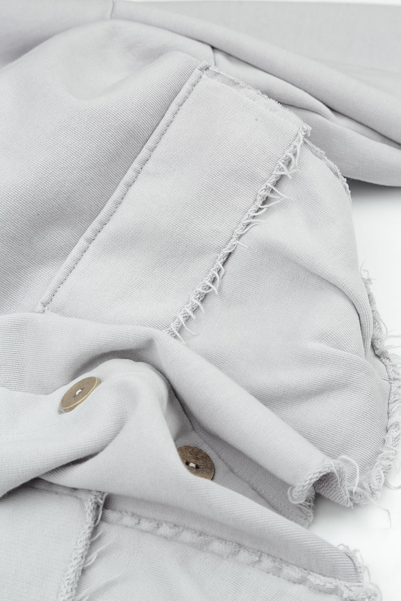 Boxy Pearl Grey French Terry Cotton Jacket