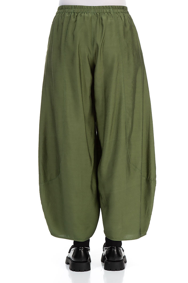 Taper Dark Sage Silk Bamboo Trousers