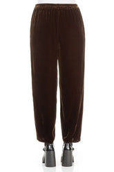 Taper Aged Copper Silk Velvet Trousers 2