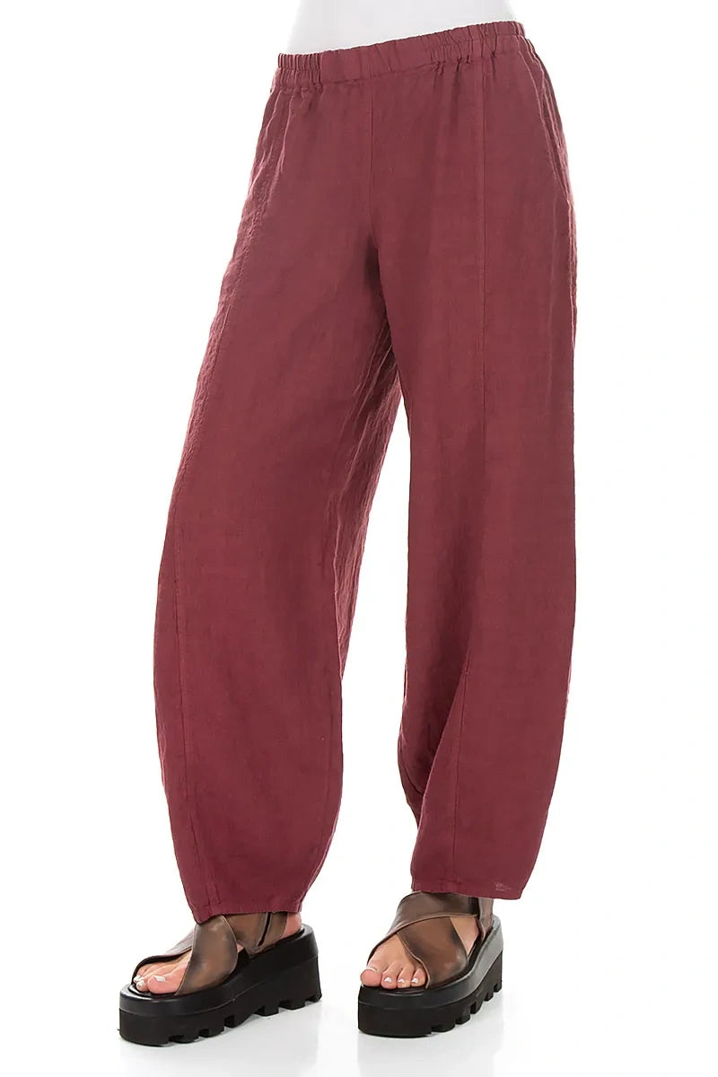 Taper Antique Ruby Linen Trousers 3