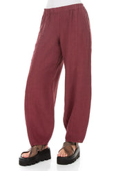 Taper Antique Ruby Linen Trousers 3
