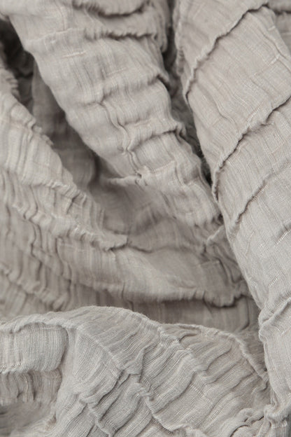 Taper Beige Crinkled Silk Linen Trousers 5