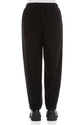 Long Taper Black Cotton Jersey Trousers 2