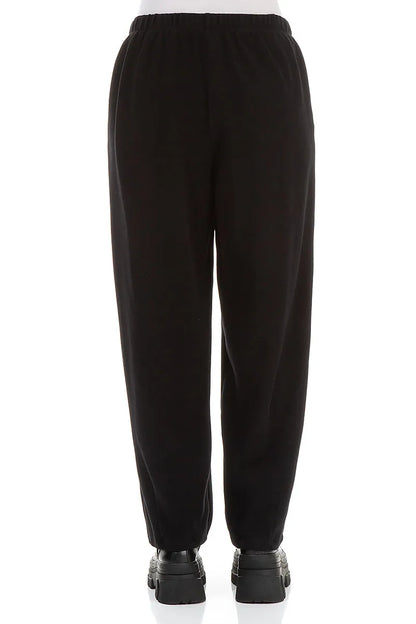 Long Taper Black Cotton Jersey Trousers 2