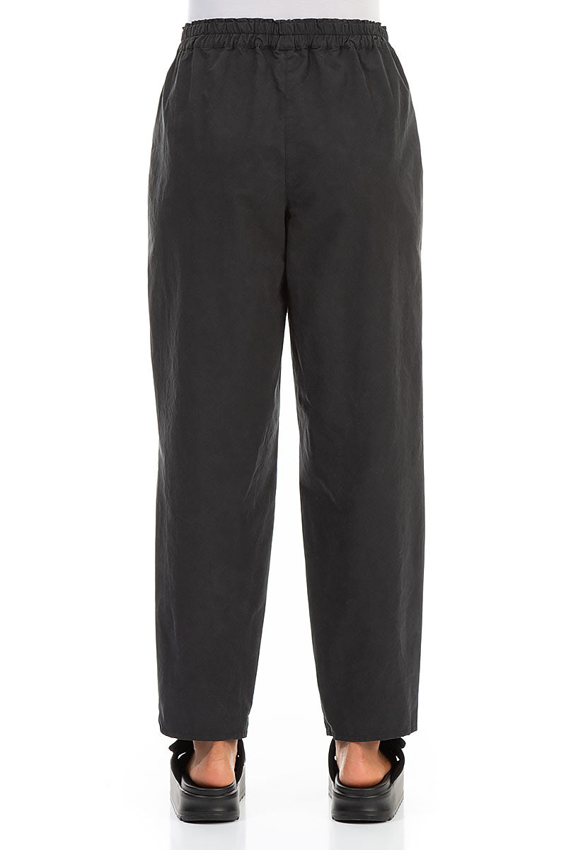 Taper Black Cotton Trousers