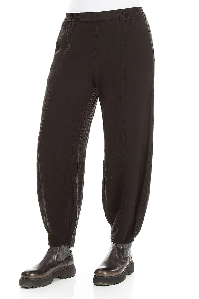 Taper Black Mélange Linen Trousers 3
