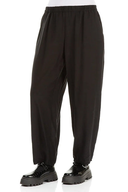 Taper Black Silk Bamboo Trousers 3