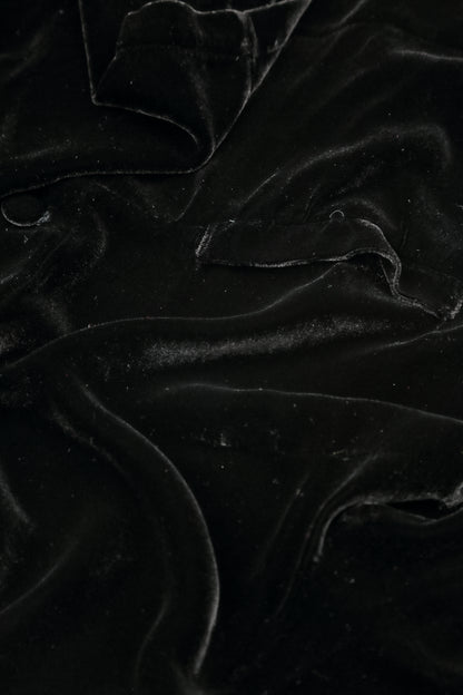 Cropped Taper Black Silk Velvet Trousers 4