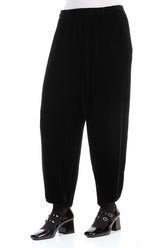 Cropped Taper Black Silk Velvet Trousers 3