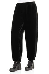 Taper Black Silk Velvet Trousers 3
