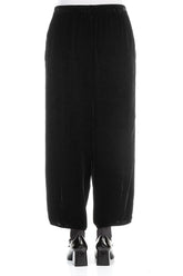 Cropped Taper Black Silk Velvet Trousers 2