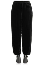 Taper Black Silk Velvet Trousers 2