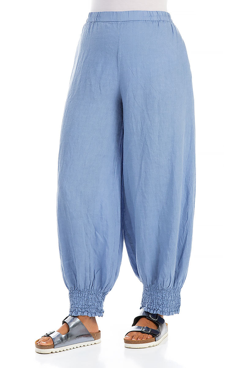 Taper Light Blue Linen Trousers 3