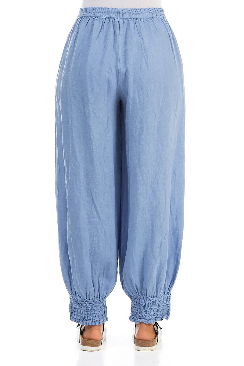 Taper Light Blue Linen Trousers