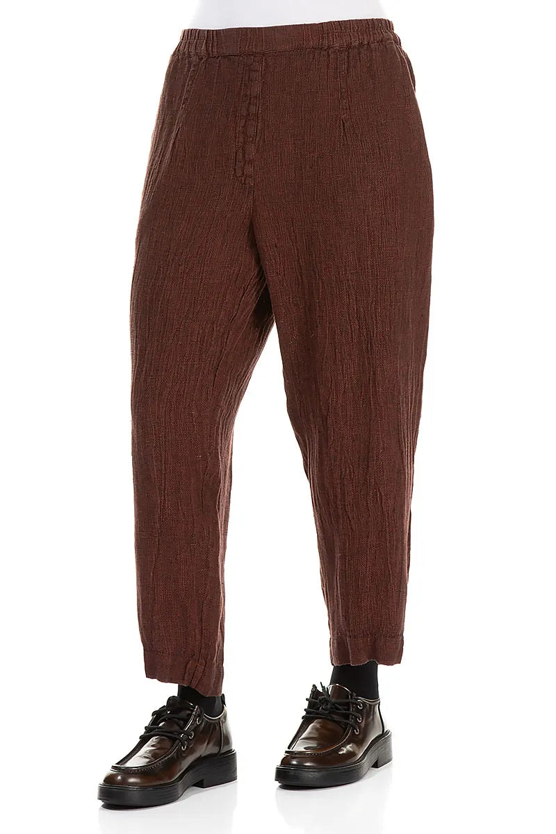 Taper Cinnamon Mélange Linen Trousers 3