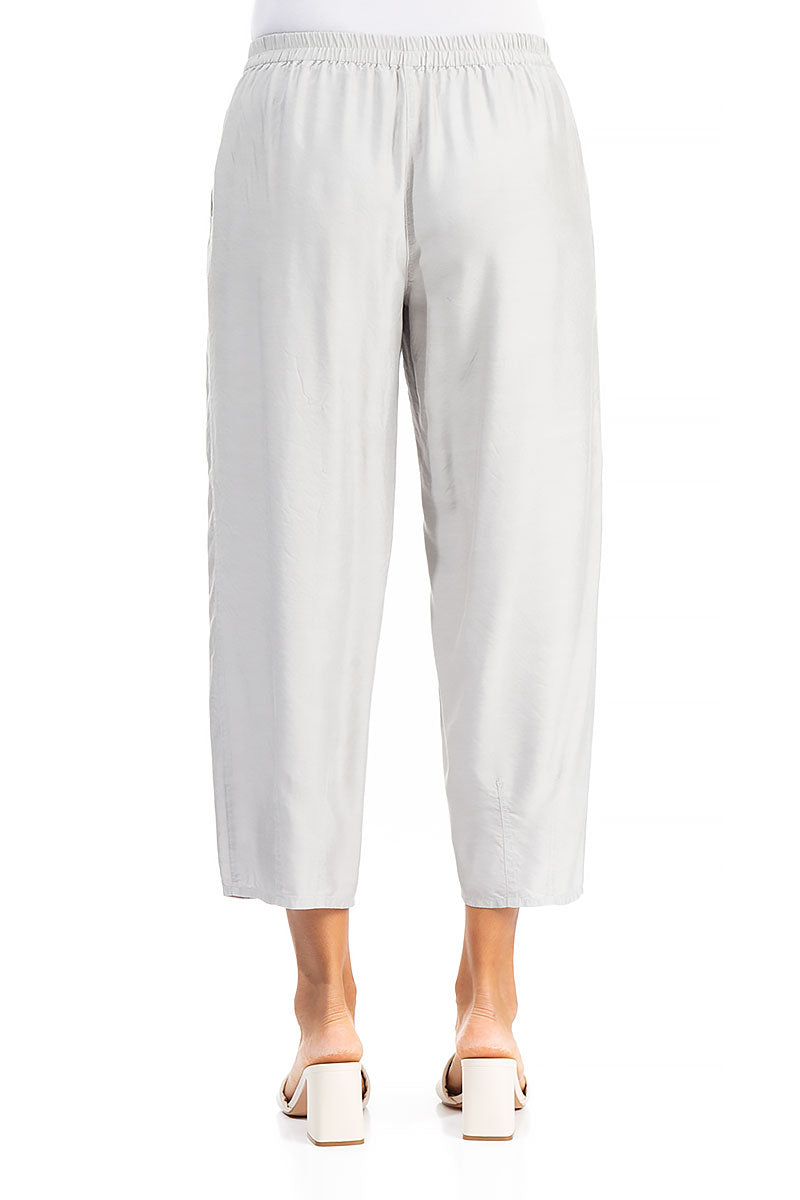Taper Cream Silk Bamboo Trousers 2