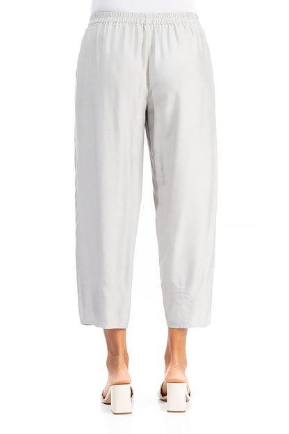 Taper Cream Silk Bamboo Trousers 2