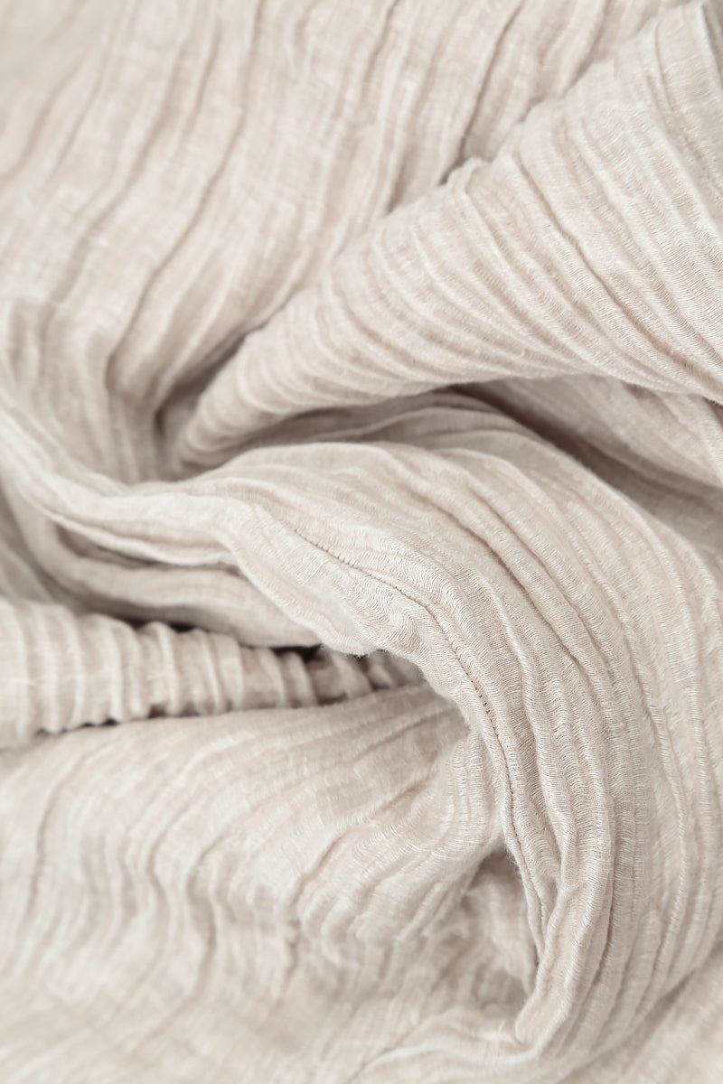 Taper Crinkled Beige Silk Trousers 5