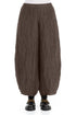 Taper Crinkled Forest Brown Silk Linen Trousers 1