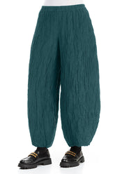Taper Crinkled Peacock Silk Linen Trousers 3