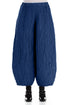 Taper Crinkled Royal Blue Silk Linen Trousers 1