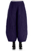 Taper Crinkled Royal Purple Silk Linen Trousers 1