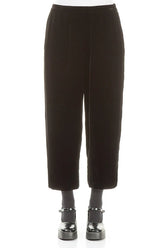 Taper Cropped Black Silk Velvet Trousers 1