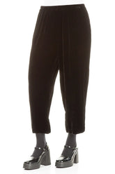 Taper Cropped Black Silk Velvet Trousers 3