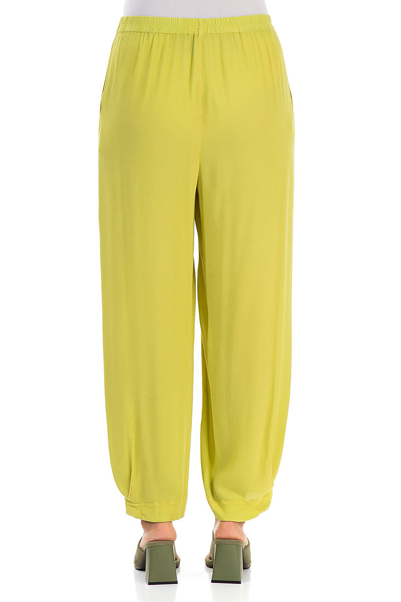 Taper Cyber Lime Viscose Trousers