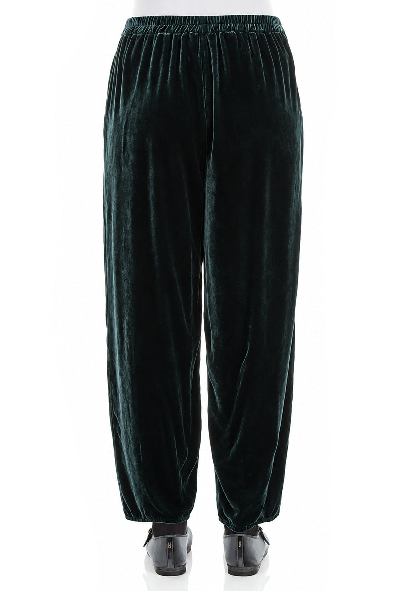 Taper Deep Turquoise Silk Velvet Trousers